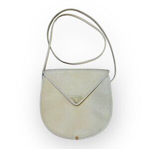 YSL Rare Vintage Lizard Leather Crossbody Bag in White Ivory - 9x9 in.
